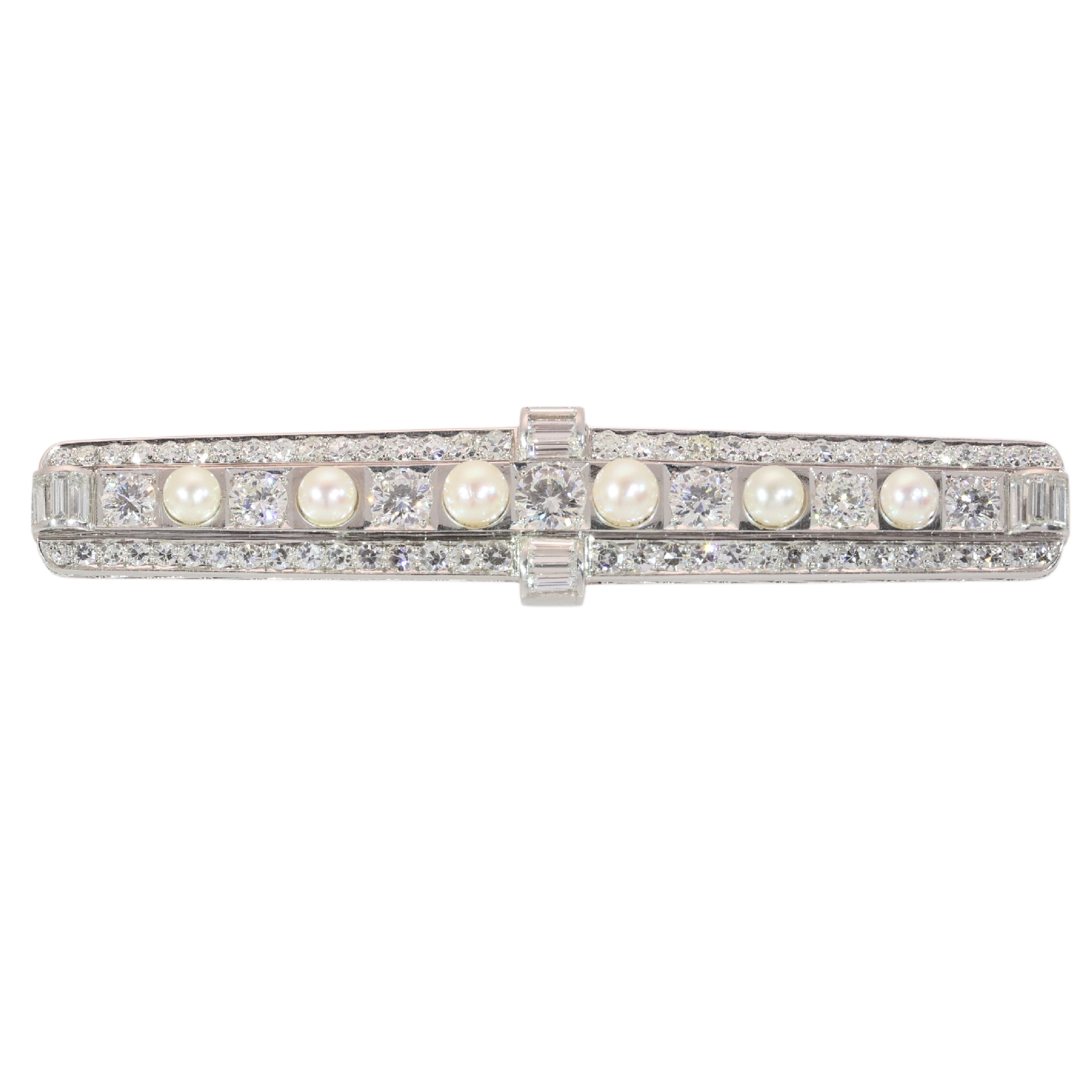 Platinum diamond bar brooch with Art Deco influence, circa 1950