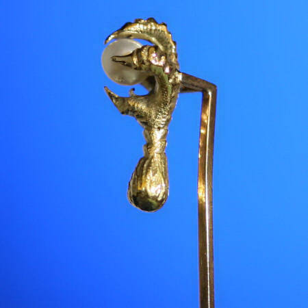 PROUD 18K EAGLE CLAW HOLDING PEARL STICK PIN (image 2 of 3)