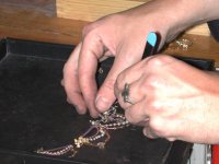 First working stage of the restoration of the antique necklace