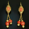 antique earrings, Antwerp: Early Victorian long pendent earrings with strass stones