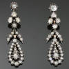 Very long Victorian chandelier earrings loaded with rose cut diamonds